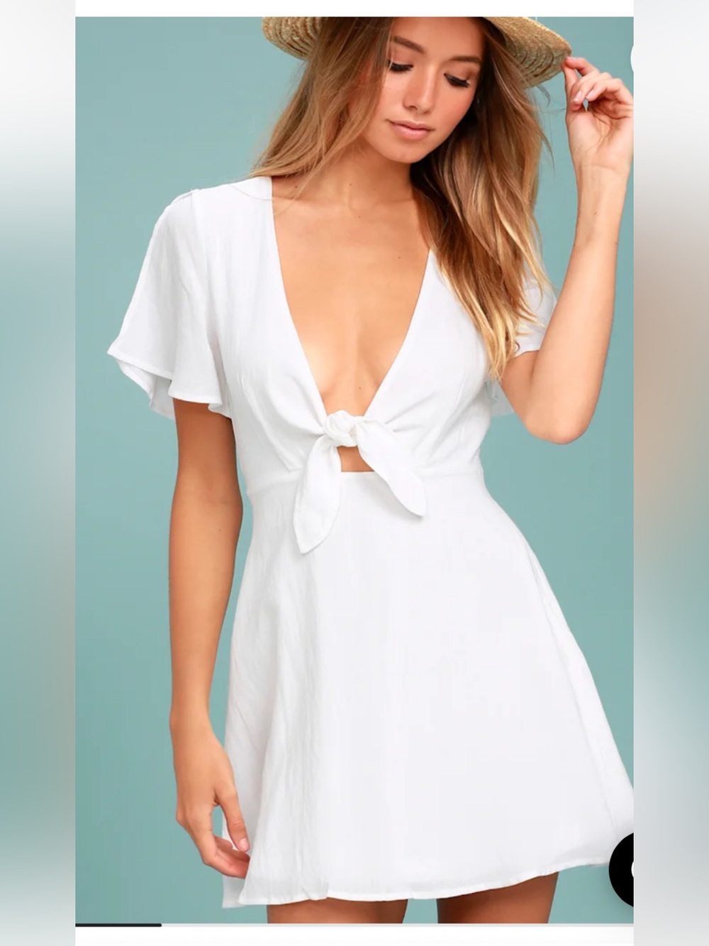 Lulus Sea Day Skater Dress in White, Size XSmall, EUC